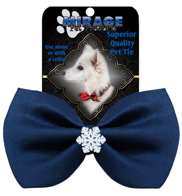 Snowflake Widget Pet Bowtie Navy Blue